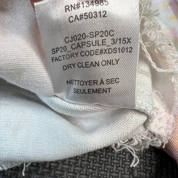 For Love &‎ Lemons Tie Dye Cropped Denim Jacket Frayed Hem Pastel Med Boho - Picture 9 of 10